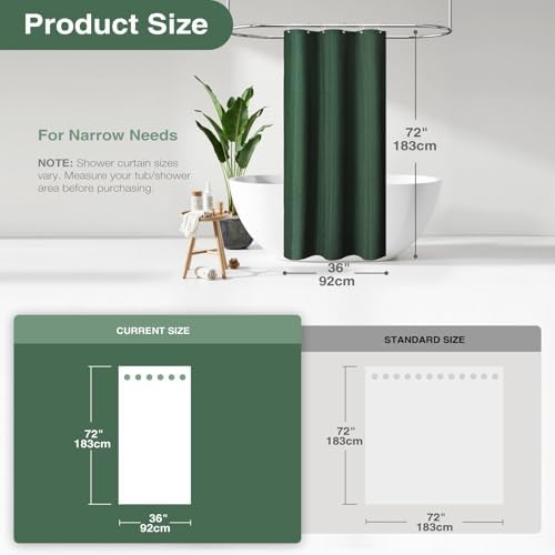 Dynamene Stall Waffle Shower Curtain 256 GSM Heavy Fabric 36x72 Dark Green - Image 2