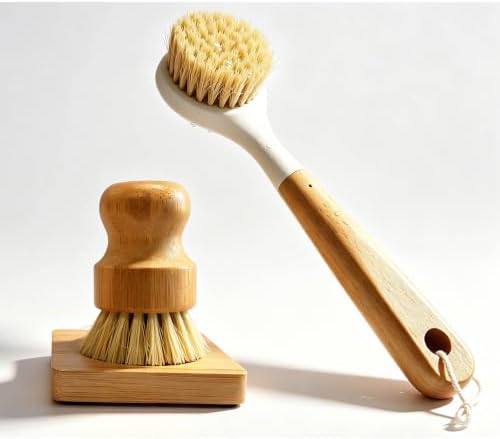 Vegetable & Dish Brush Set, Natural Sisal Bristle Kitchen Brush by Unknown