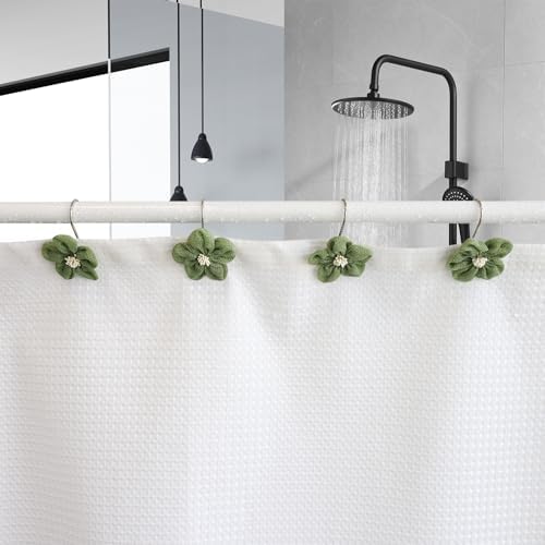 Flower Decorative Shower Curtain Hooks, Stylish Fabric Flower Shower Curtain - Image 5