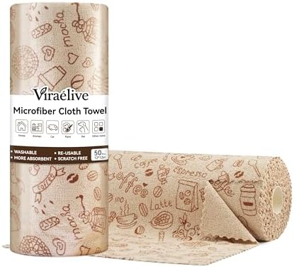 Viraelive Microfiber Cleaning Cloth Roll, 50 Pack, Food Pattern by Unknown