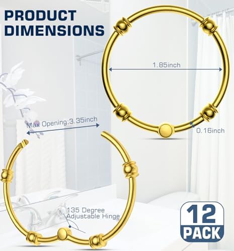 Gold Shower Curtain Rings, Oval Snap Shower Rings - Image 5