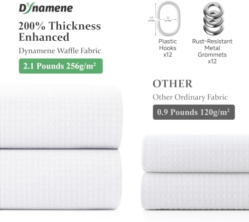Dynamene Stall Waffle Shower Curtain 256 GSM Heavy Fabric 60x84 White - Image 5