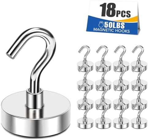 MIKEDE Magnetic Hooks 50lbs Strong Magnets Hook 18 Pack by MIKEDE