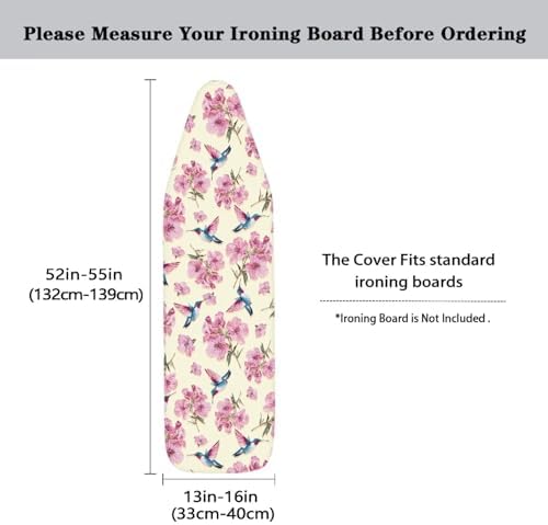 Pink Flower Hummingbird Ironing Board Cover and Pad Cover - Image 5