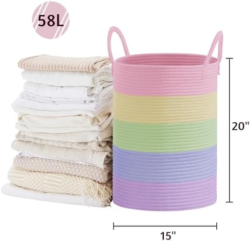 VIPOSCO 58L Tall Woven Laundry Basket Hamper - Image 5