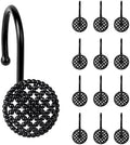 Sunlit Black 3D Beaded Mesh Shower Curtain Hooks, Metal Home Decorative Shower by Sunlit