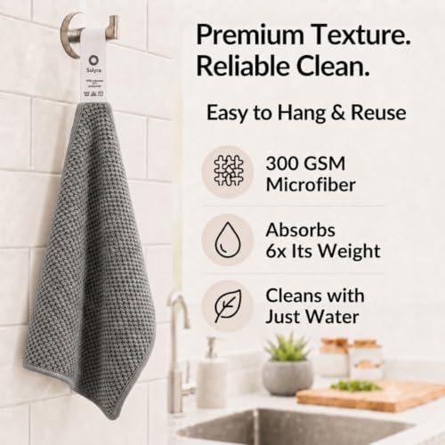 Solyra Non-Toxic Microfiber Kitchen Cleaning Cloths, 6 Pack, 12 x 12 in - Image 3