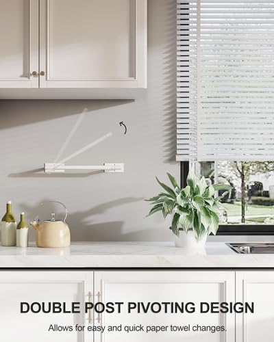 White Paper Towel Holder Under Cabinet Self Adhesive or Wall Mount - Image 2