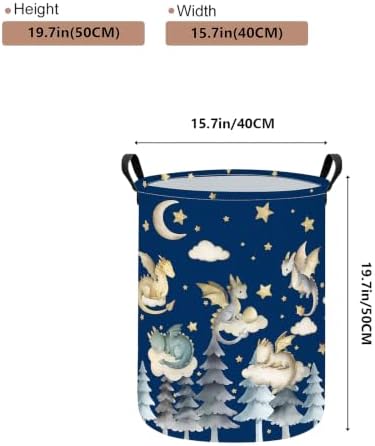 Round Dragon Print Waterproof Foldable Household Laundry Hamper - Image 2