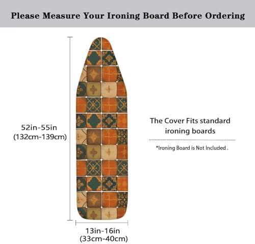 Moroccan Ceramic Tiles Steam Ironing Board Cover, Vintage Square Tile Standard - Image 5