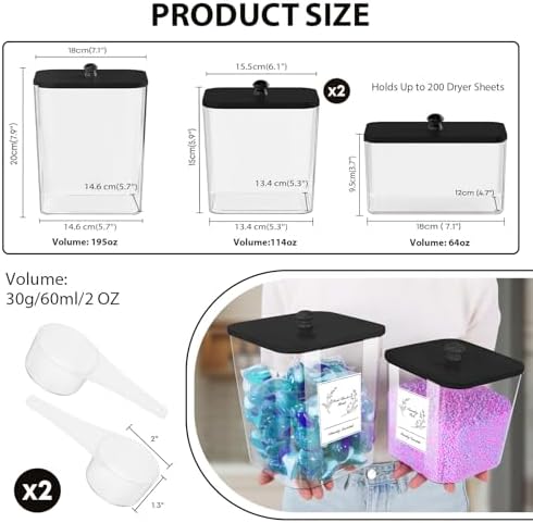 COAZEX 4 Pack Clear Laundry Pods Container & Dryer Sheet Holder - Image 2