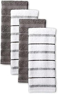KitchenAid Albany Kitchen Towel 4-Pack Set, Charcoal Grey/White by KitchenAid