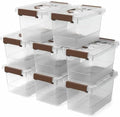 8 Pack Plastic Storage Latch Bins, 4 Quart Clear Plastic Handle Box by YYXB