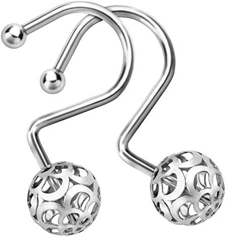 MitoVilla 24 Pcs Set Silver Shower Curtain Hooks, Metal Shower Hooks by MitoVilla