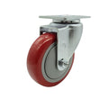 Service Caster Brand Replacement Caster for Uline Caster H-7448S - Stainless Steel Swivel Top Plate Caster with 4 Inch Red Polyurethane Wheel - Fits Carts and Platform Trucks H-3352