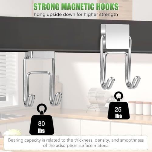 MIKEDE Magnetic Hooks 6Pcs 80lbs+ Magnet Hook Cruise Essentials Silver - Image 4
