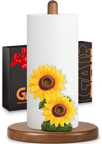 Sunflower Paper Towel Holder, Farmhouse Kitchen Countertop Decor by Unknown