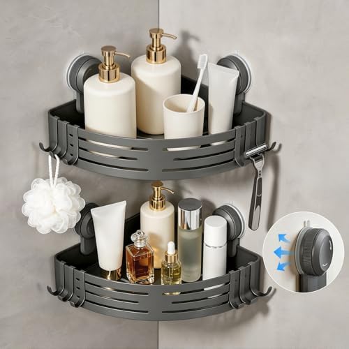 Lekesky Corner Shower Caddy Suction Cups, No Drilling Bathroom Shower Shelf by LEKESKY