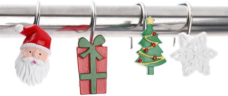 Christmas Shower Curtain Hooks, 12 Pieces, Shower Curtain Rings - Image 2