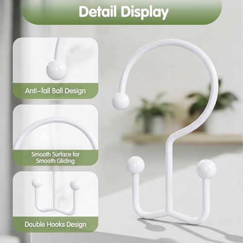 OEH Shower Curtain Hooks, Metal Shower Curtain Rings, Decorative Shower Curtain - Image 4