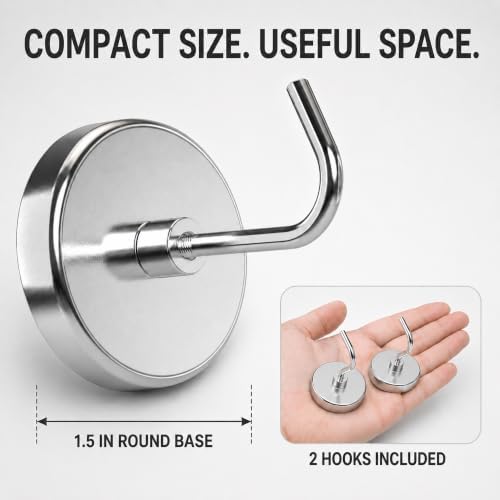 PRIMADA Extra Strong Magnetic Hooks – Heavy Duty Neodymium Magnet Hooks - Image 4