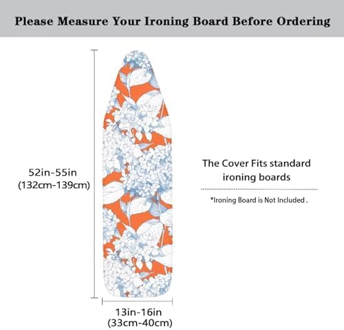 Hydrangea Flower Ironing Board Cover, Sketch Flowers Protective Sleeve - Image 5