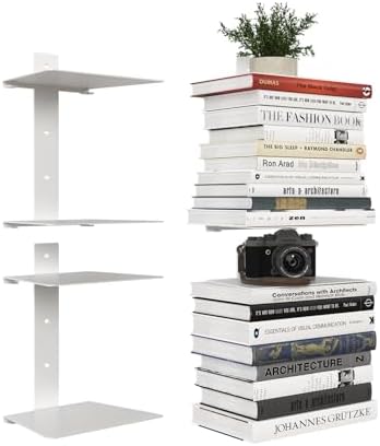 Wawocs Invisible Bookshelves for Wall, 4 Tier Floating Bookshelf Made of Heavy by Wawocs