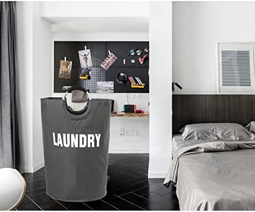DOKEHOM 160L XX-Large Laundry Basket Bag, Collapsible Hamper, Dark Grey - Image 7