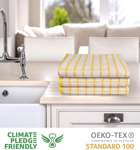 Urban Villa Kitchen Towels Cotton Dish Towels 20”x30” Yellow Wht - Image 2