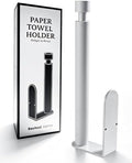 Paper Towel Holder Under Cabinet Adhesive or Drilling White by Basitool