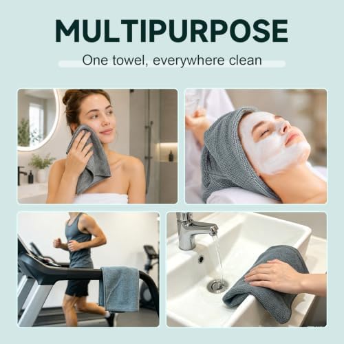 TEAWOO Grey Washcloths 15 Pack, Highly Absorbent & Quick Drying - Image 5