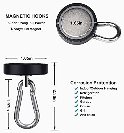 WELLZEER Magnetic Hooks 170lbs Heavy Duty Black Magnet Hooks - Image 5