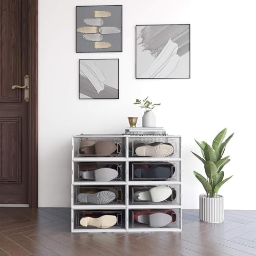 4-Piece Boot and Shoe Storage Box, Stackable Clear Plastic Shoe Box, - Image 7