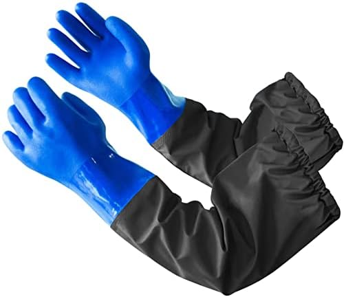 Eiito Extra-Long 26" Rubber Pond Gloves, Chemical Resistant PVC Reusable Heavy by Eiito