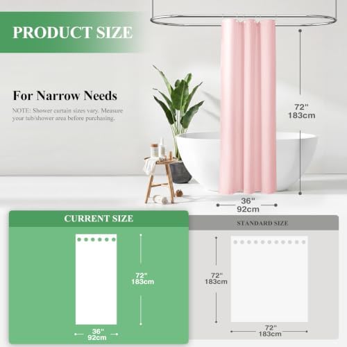 Dynamene Stall Waffle Shower Curtain 256 GSM Heavy Fabric 36x72 Pink - Image 2