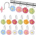 Flower Shower Curtain Hooks, 12 Pack Rustproof Stainless Steel Decorative by GNUEYART