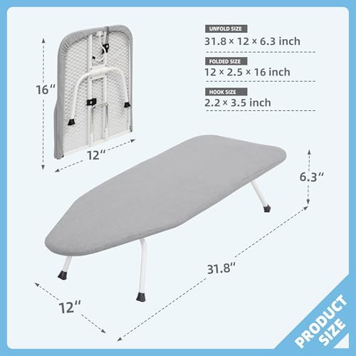 STORAGE MANIAC Tabletop Ironing Board, Small Iron Pad - Image 5