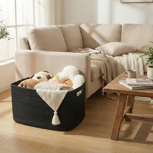 JMvicyroam 65L Large Woven Cotton Rope Blanket Basket - Image 2