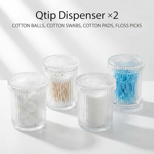 rejomiik 2 Pack Thick Glass Qtip Holder Apothecary Jars - Image 5