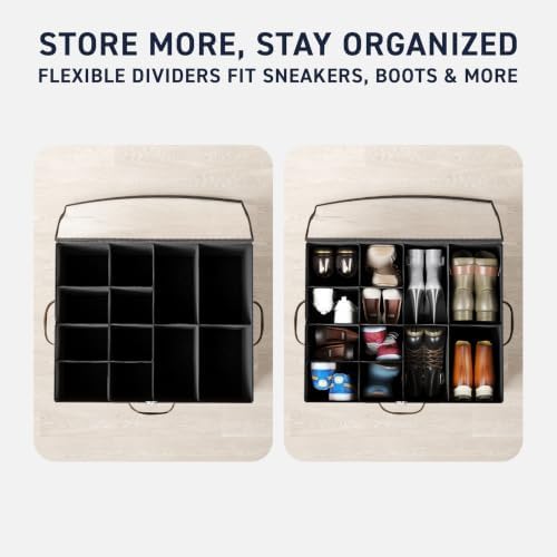 Ornavo Home Large Shoe Storage Organizer Bins 2 Pack, Foldable Linen - Image 6