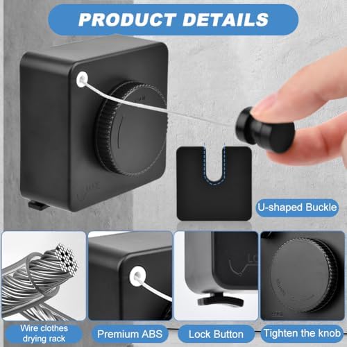 15.7Ft Retractable Clothesline Indoor, Non-Sagging Outdoor Clothesline - Image 6