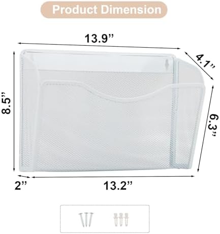 EASEPRES 3 Single Pocket Mesh Hanging File Organizer, Vertical Wall Mounted - Image 6