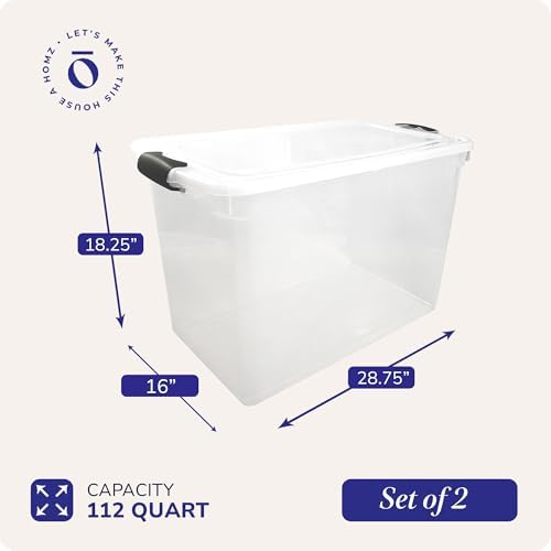 HOMZ Clear Plastic Storage Bins w/Latching Lid, 112 Qt, 2 Pack - Image 4