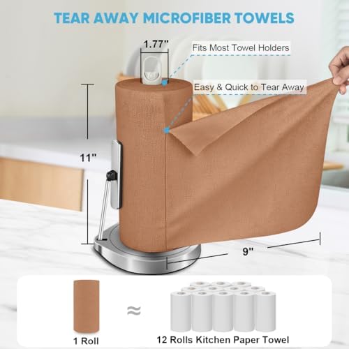 AIDEA Microfiber Cleaning Cloth-330 Sheets 6 Roll, Cleaning Rags 11×9" Brown - Image 2