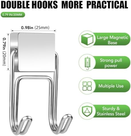 MIKEDE Magnetic Hooks 6Pcs 80lbs+ Magnet Hook Cruise Essentials Silver - Image 2