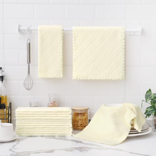 Homaxy 12 Pack Super Soft Absorbent Dish Towels, Cream Yellow - Image 6