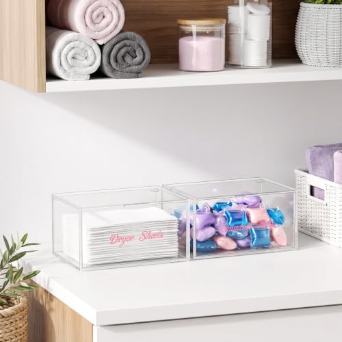 Acrylic Dryer Ball Holder Dispenser Container, Bonus Pink Labels Included - Image 4