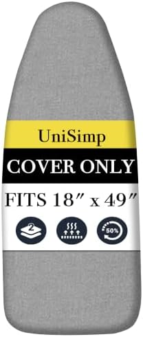 UniSimp Ironing Board Cover and Pad 18"x49" Extra Thick Natural Cotton by UniSimp
