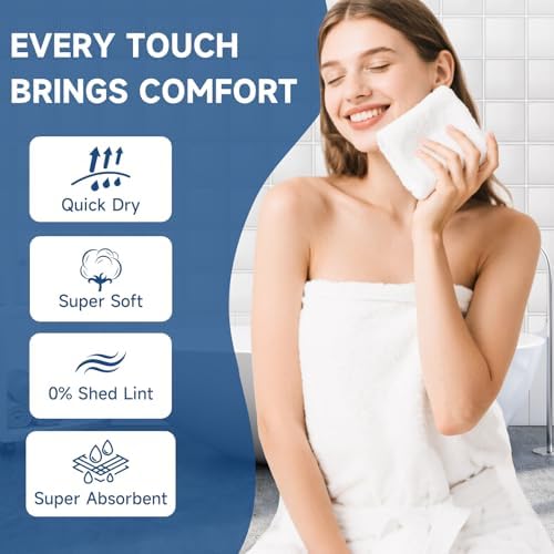 40 Pack White Coral Velvet Washcloths Bulk, Highly Absorbent and Soft - Image 3
