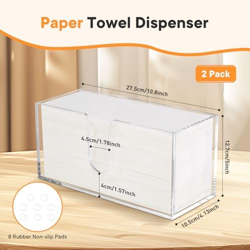 2Pcs Acrylic Paper Towel Dispenser, Paper Towel Holder Countertop Clear Multi - Image 2